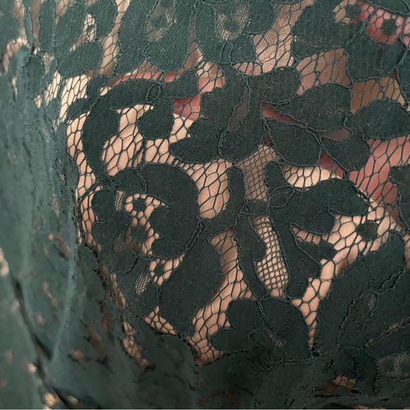 ELIZA J Cap Sleeve Lace Fit & Flare Dress Green with Belt - Picture 4 of 9